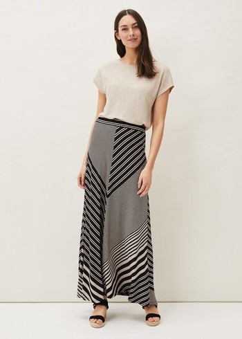 Phase Eight Roz Stripe Skirts Black/Grey USA | 7890463-JR